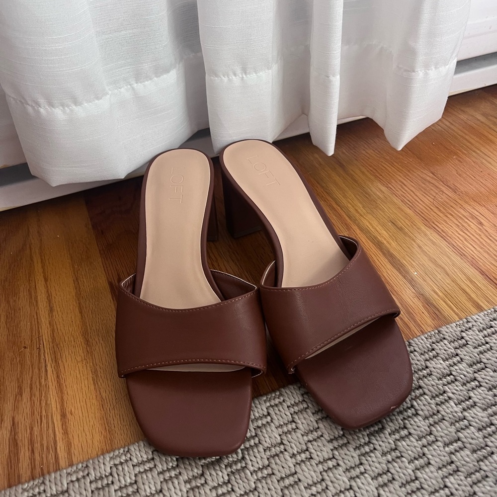 LOFT Chocolate Brown Mules